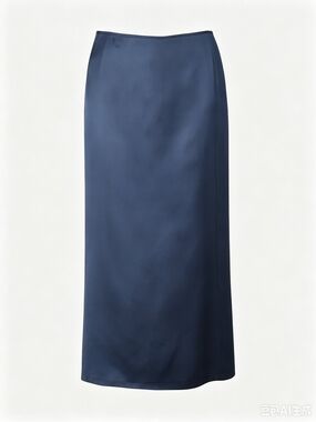 Dries Van Noten Navy Satin Maxi Skirt